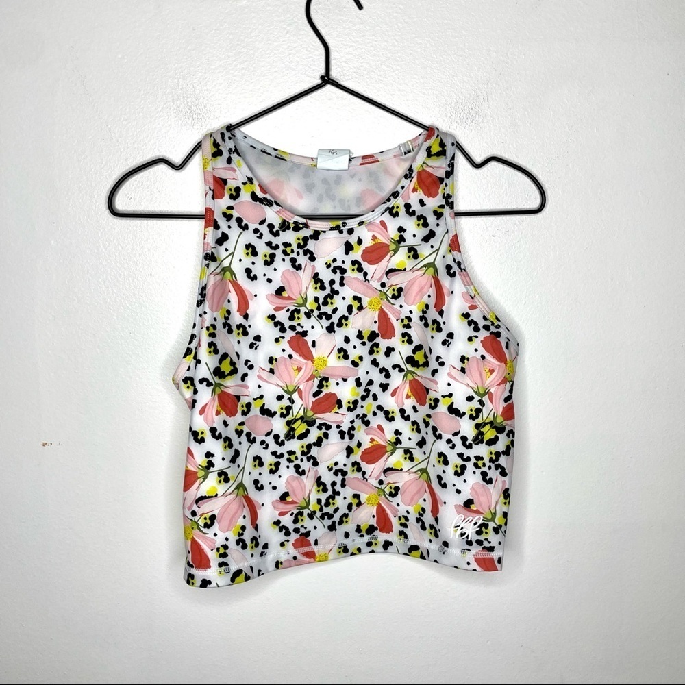 FBF Body Athletic Leopard Floral Tank Crop Top Athleisure Womens XL